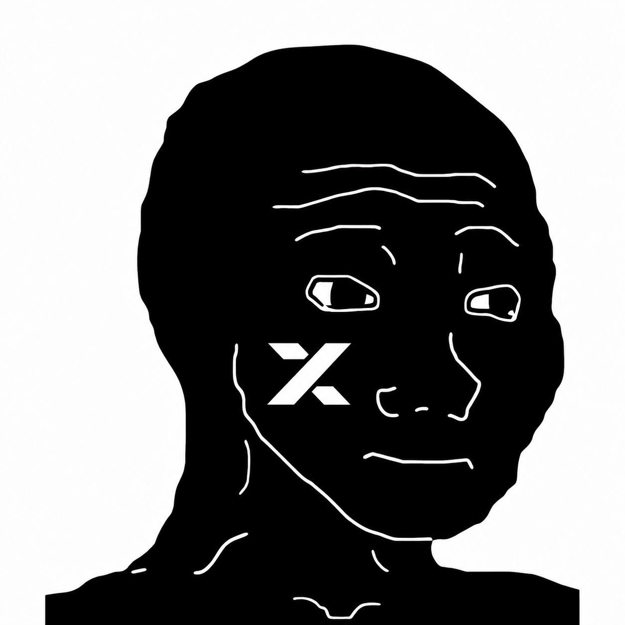 Black and white MYX WOJAK artwork